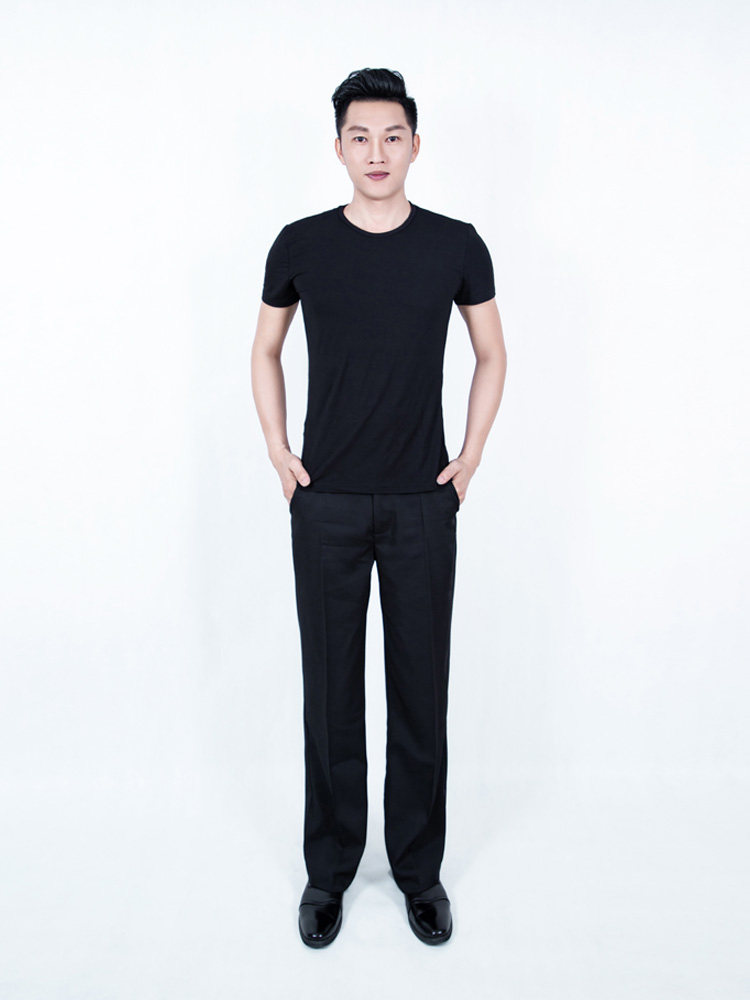 Adult body dance practice suit Latin modern national standard dance top Short sleeve suit Men's square dance clothing