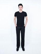 成人形体舞蹈练功服 拉丁摩登国标舞上衣短袖套装 男士广场舞服装