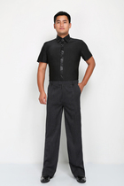 男拉丁舞国标摩登舞广场交谊舞服装比赛服装演出服套装条纹短袖