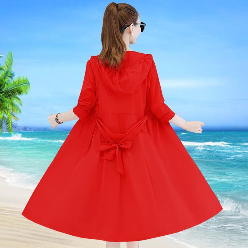 Sun Protection Clothing for Women, Long Korean Style, Summer, Middle-Aged Mothers, Large Size, Loose, High-Energy, Uv Protection, Casual, Versatile Windbreaker