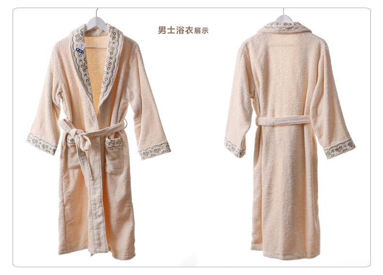 Vàng số Authentic bông áo choàng tắm áo choàng tắm thêu nam và nữ để tăng dày khăn tắm thấm tracksuit trưa phá vỡ miễn phí vận chuyển - Khăn tắm / áo choàng tắm