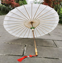 (Solid color) antique oil paper umbrella female rain sunscreen dance show practical traditional pure handmade props long handle umbrella