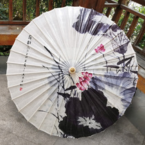 (Lotus) Oil Paper Umbrella Women Ancient Wind Rain Sunscreen Pure Handmade Traditional Hanfu Decoration Props Dance Retro