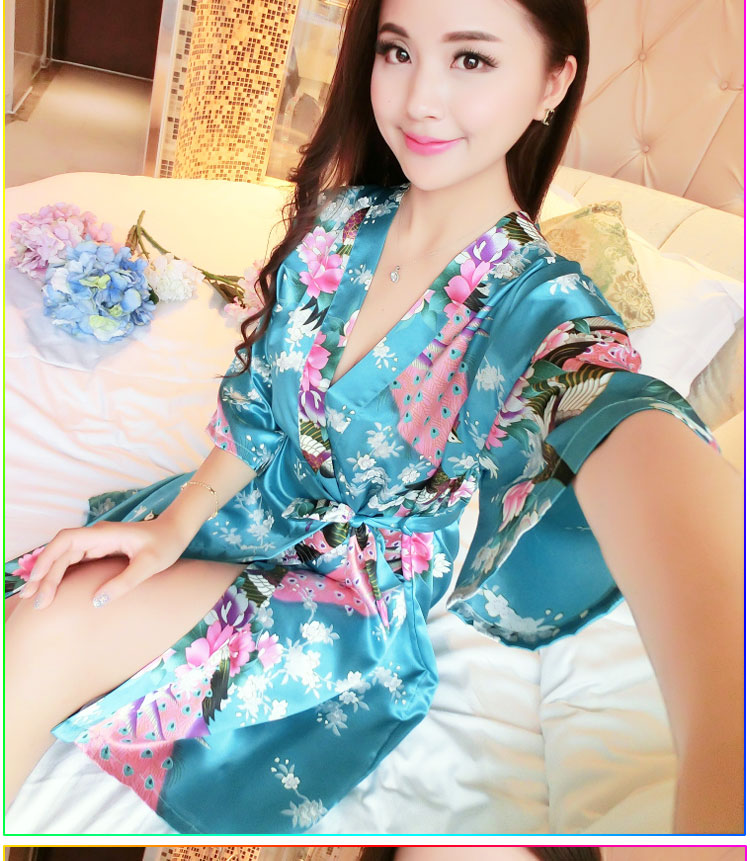 Nữ duy nhất khí áo ngủ nữ mùa hè sexy mê hoặc băng lụa siêu ngắn nightdress vui vẻ áo choàng tắm lụa yukata phần mỏng nữ