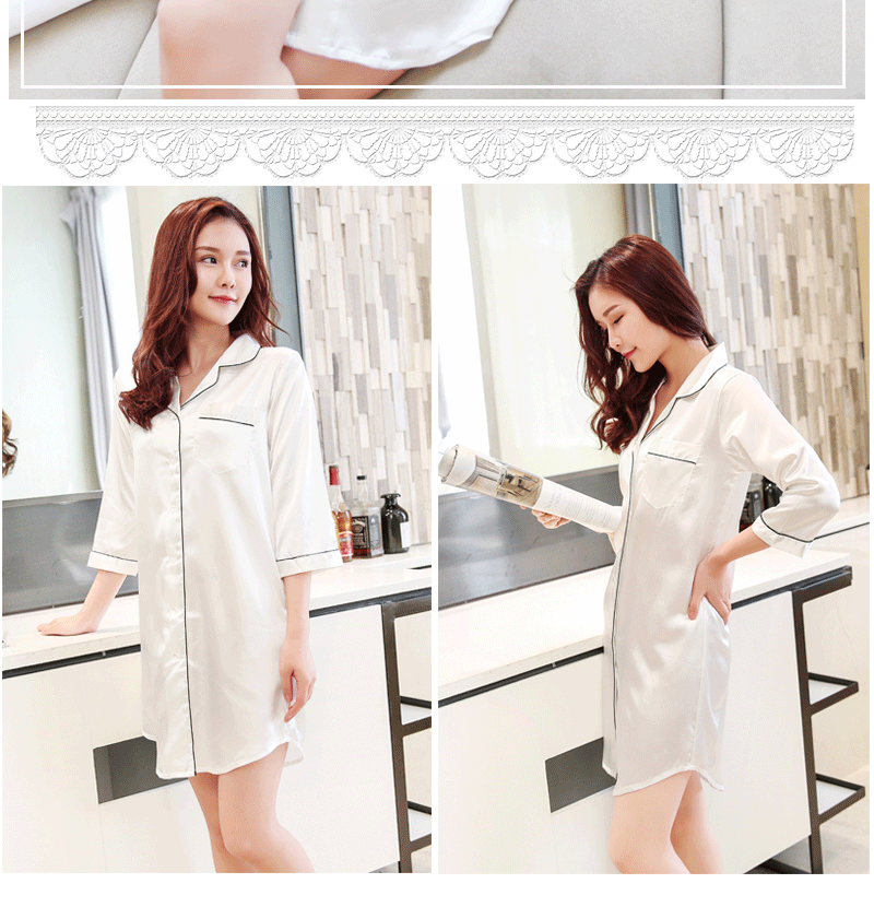 Bộ đồ ngủ nữ mùa xuân và mùa thu băng lụa đêm váy dài tay áo ngủ váy ngủ gợi cảm quyến rũ váy lụa phục vụ mùa hè váy thu đông đẹp