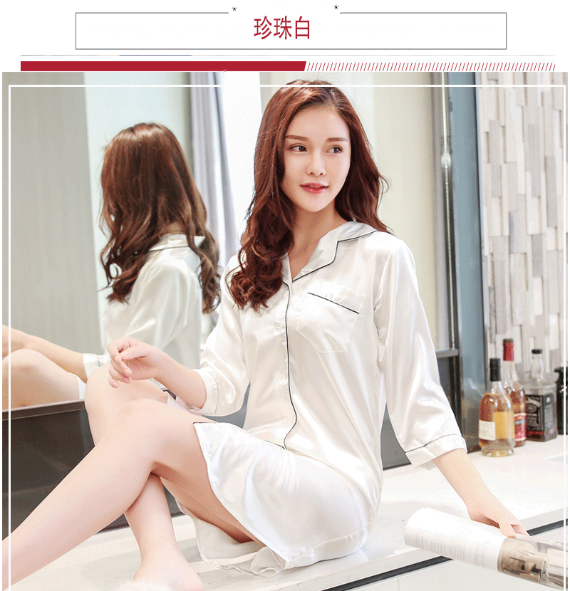 Bộ đồ ngủ nữ mùa xuân và mùa thu băng lụa đêm váy dài tay áo ngủ váy ngủ gợi cảm quyến rũ váy lụa phục vụ mùa hè váy thu đông đẹp