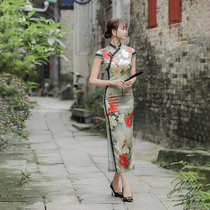Real silk qipao 2022 new young girls young girl mulberry silk high-end improved version with dress length and sexy
