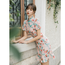 Cheongsam 2021 new improved version of dress silk young girl small fragrant wind mulberry silk lotus summer