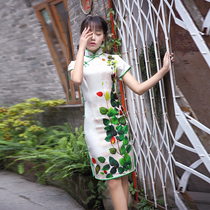 Heavy-pound genuine silk hand-painted qipao samsilk high-end noble improvement young girl temperament Chinas wind texture
