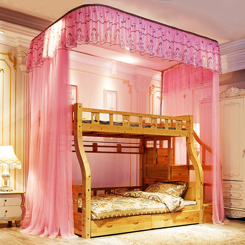 Children up and down bunk beds Double bed nets u type track guide rails High and low beds Home new 1 2 m 1 5m beds