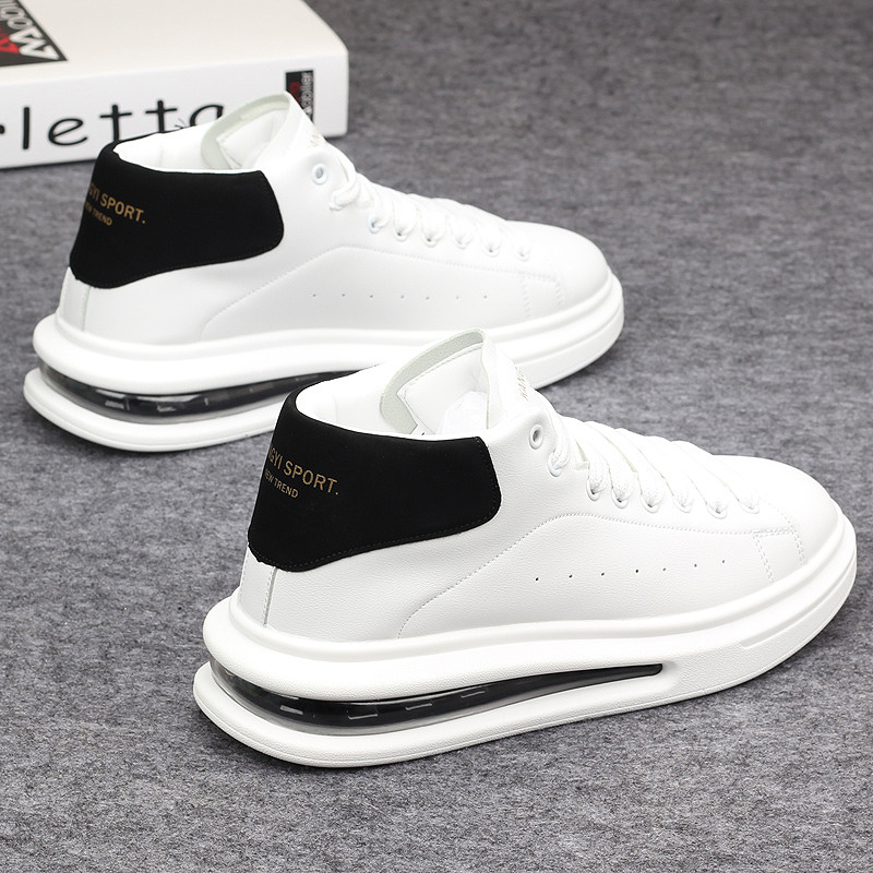 Hong Kong Identical Sureme Male Shoes Woman Shoes High Cylinder Small White Shoes Lovers Board Shoes Casual Air Cushion Shoes