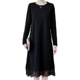 Утепленное платье, демисезонная кружевная длинная базовая юбка для матери, большой размер, средней длины