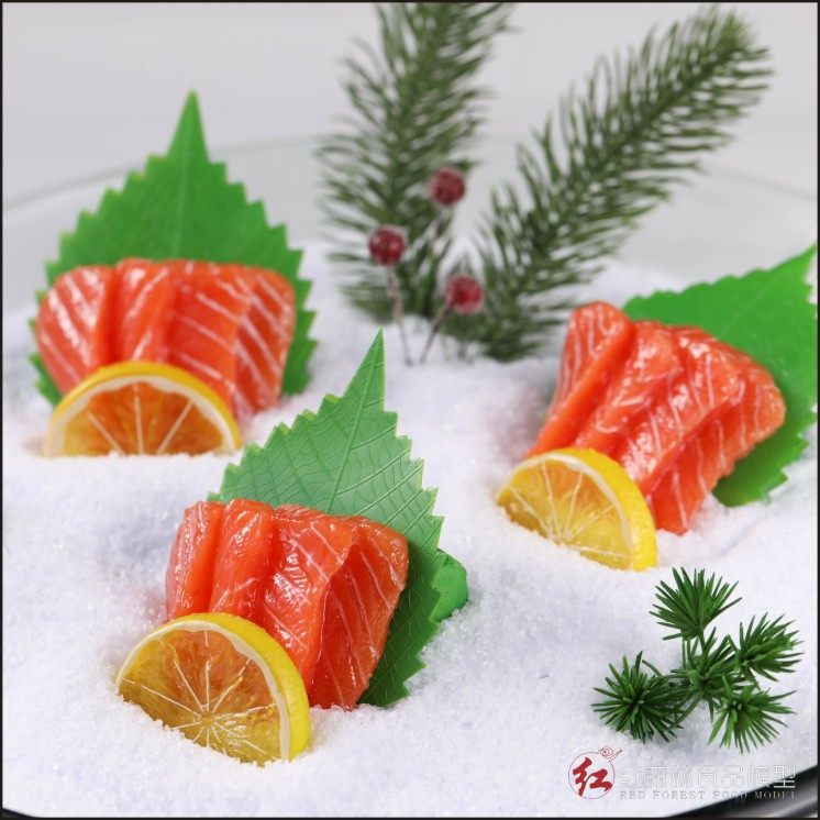Red Forest simulation food model props hotel sample dish sashimi platter salmon tuna arctic back