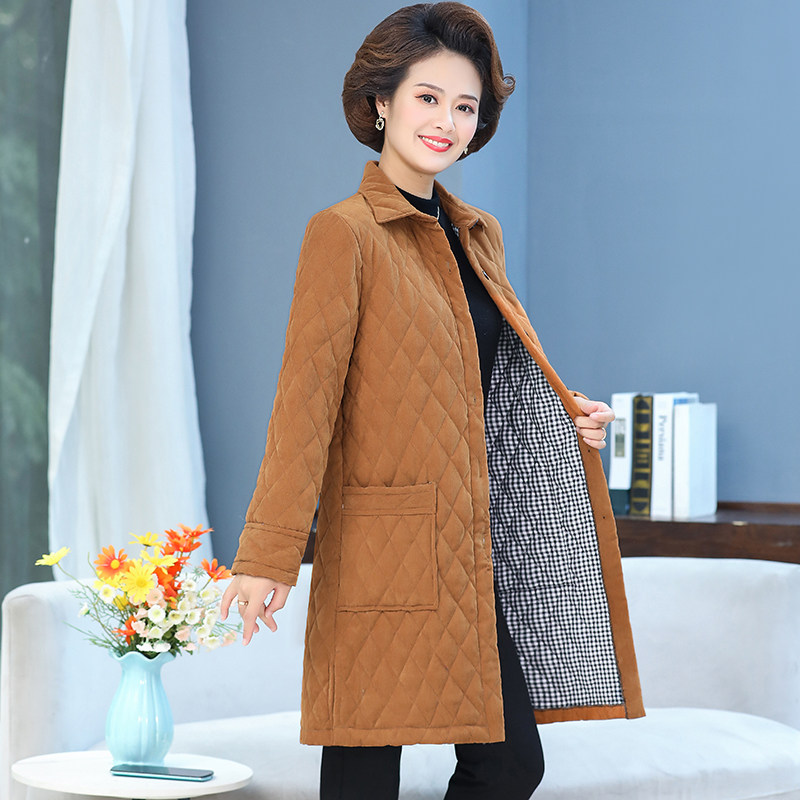 Medium-aged cotton padded jacket Female medium Long version Cotton Coat Jacket 2021 New Mom Autumn Winter Clothing Windsuit Clip Cotton Clothing