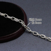 925 silver geometric oval ring one drag two denier shaped pearl chain diy material bracelet necklace sweater chain accessories