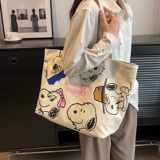 Nuby, брендовый японский вместительный и большой шоппер, мультяшная льняная сумка, сумка на одно плечо