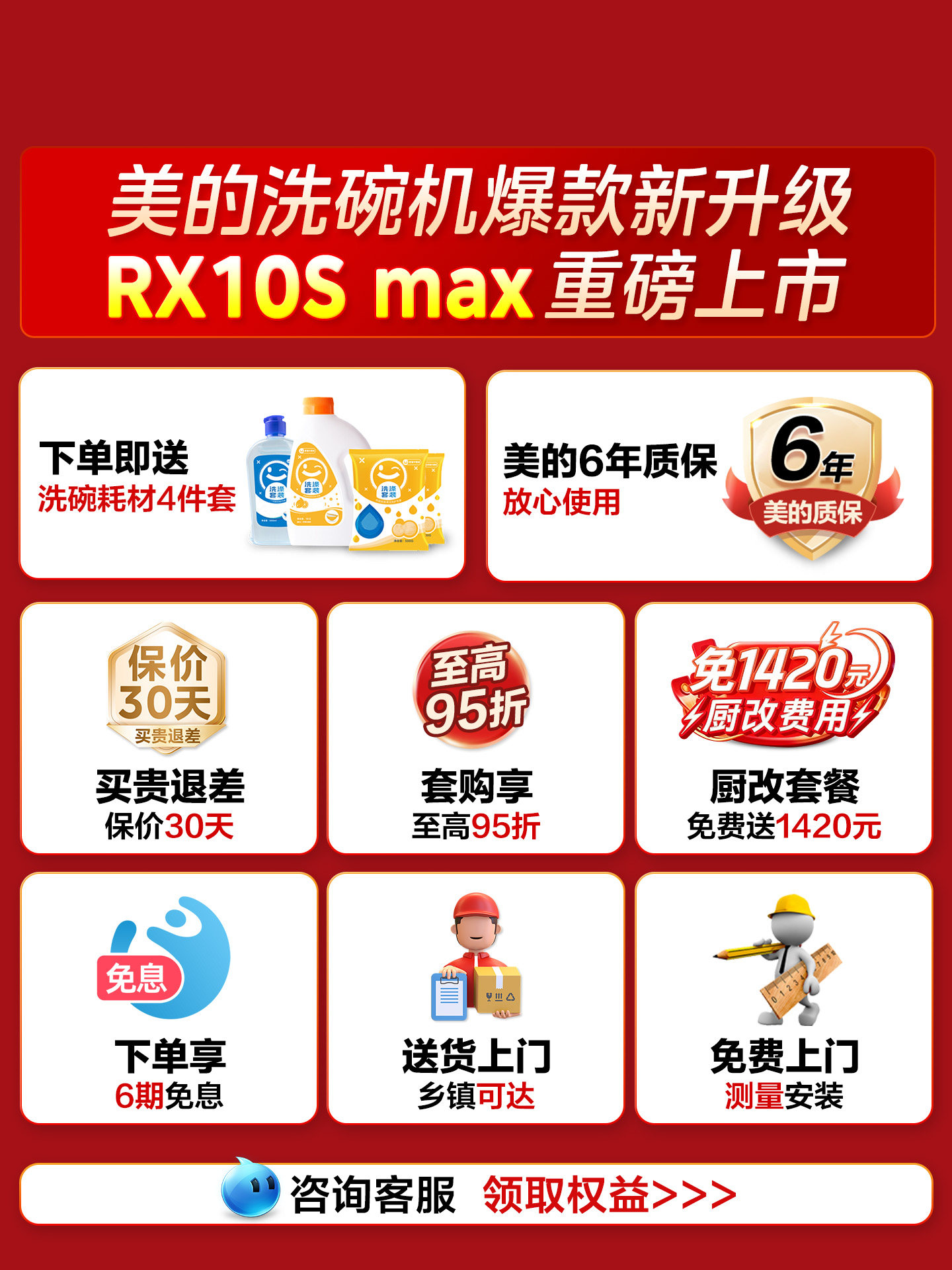 Midea Dishwasher Rx10Smax Hot Air Countertop Embedded Household Fully Automatic Disinfection Countertop 14-Set Freestanding