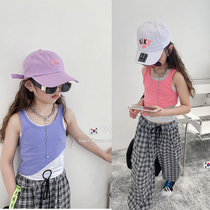 South Korean girls vest 2021 Summer new Korean version of the girls summer clothing harness splicing fake two outside blouses