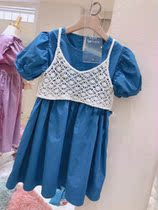 Pora small station girls summer clothing dress 2021 new ocean gas children summer princess dress pure cotton girl skirt