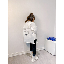 Girls plus velvet bottoming shirt 2021 spring and autumn loose foreign style men and children hole cotton spring fashion long sleeve jacket