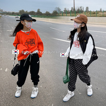 Girls wear and clothing autumn winter 2021 new CUHK child Han version Ocean Gas Childrens autumn and winter easy plus suede thickened blouses