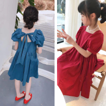 South Korean girl girls dress Summer 2021 new children foreign air summer dress girl CUHK Pure Cotton Thin dress