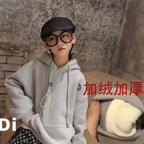 Girls clothes plus velvet autumn and winter Korean version of 2020 new foreign style medium child coat childrens loose autumn coat