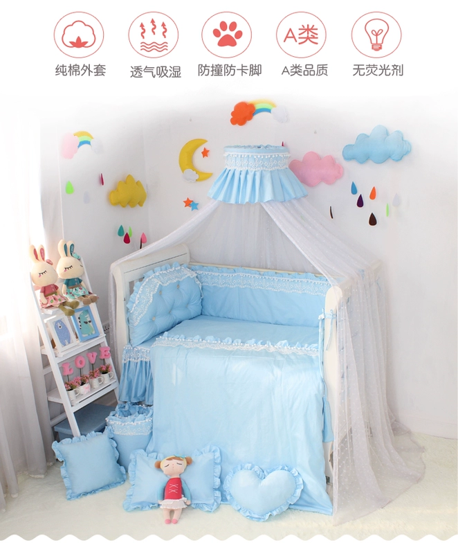 Giường ngủ ren ren xung quanh bốn mùa Bộ đồ giường trẻ em phổ quát Bộ đồ giường cotton cho bé quanh mùa hè - Túi ngủ / Mat / Gối / Ded stuff