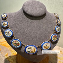 Monaco antique Italian mosaic smooth high craftsmanship gold lapis lazuli palace set chain