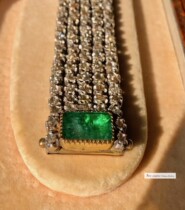 Spot) Collections Grade Antique France Napoleon Period Natural Progenitor Mother Green 149 Hands Cut Old Diamond Wide Bracelet