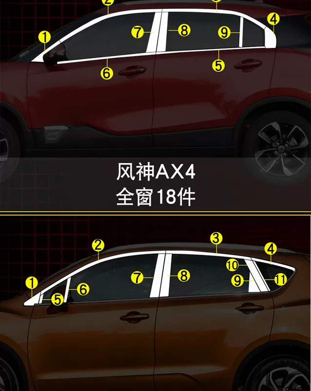 Áp dụng cho cửa sổ bằng thép không gỉ Fengshen AX3AX4AX5AX7 trang trí xe sửa đổi đặc biệt cạnh thân cửa dải sáng - Sửa đổi ô tô