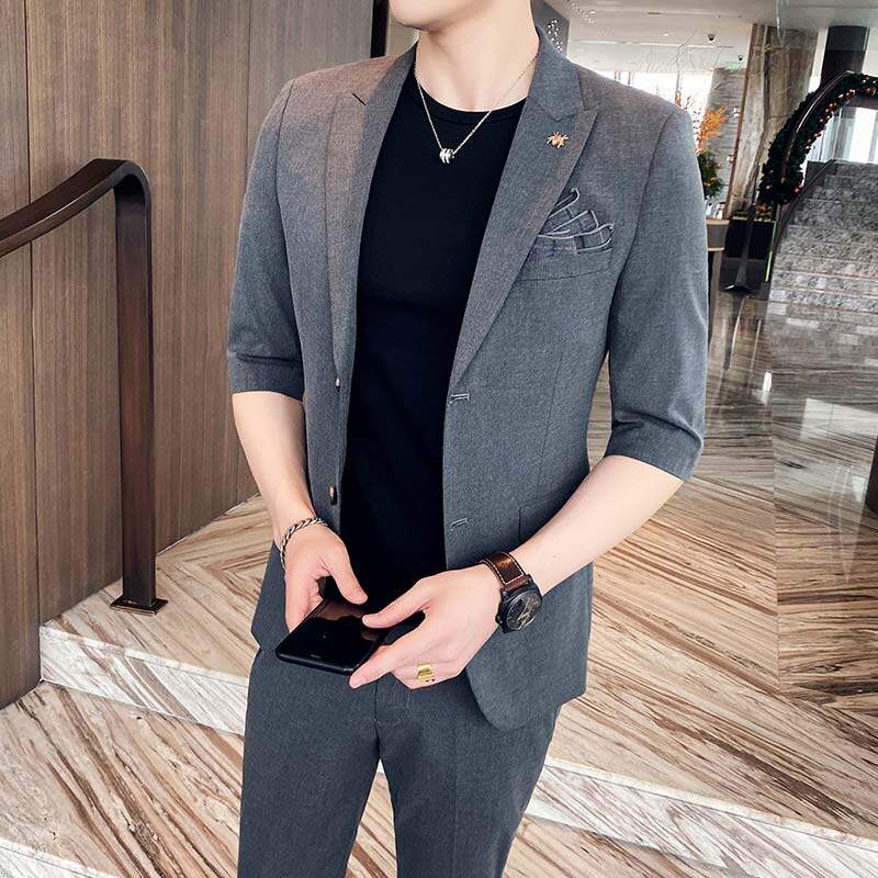 Seven-sleeved little suit men summer thin Han edition of a short sleeve suit menswear suit men trend half sleeve five-point sleeve