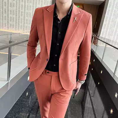 Fried street small suit jacket new men's self-cultivation handsome British yuppie handsome suit men's suit Korean version of the trend Leisure