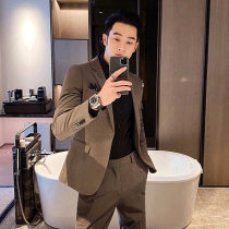 Casual suit men Korean version of the trend light familiar style handsome Yuppie handsome suit suit suit men slim striped handsome marriage