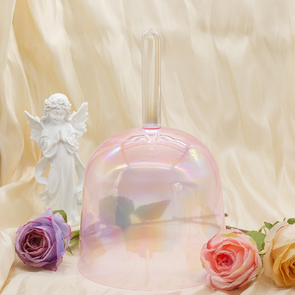 Pink Seven-color Transparent Bowl Holy Grail crystal bowl Bowl Instrumental Yoga Pick-up Leather Stick-Taobao