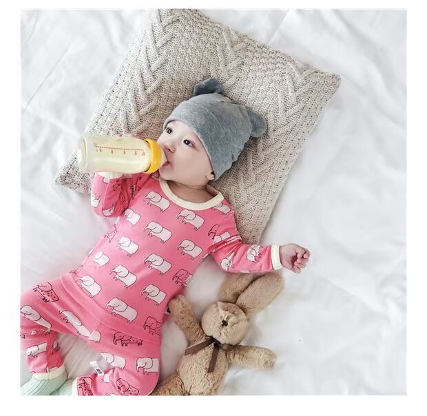 Bộ đồ lót cotton cho bé mùa xuân và mùa thu cộng với quần nhung mùa thu 6-12 tháng cho nam và nữ Đồ ngủ cho bé áo cho bé gái
