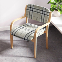 Simple modern armchair computer chair multifunctional home balcony casual restaurant backrest dining chair cloth Wood ins