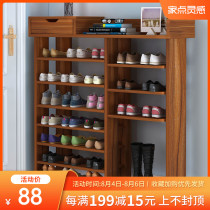 Multi-layer shoe rack Household door shoe cabinet Simple shoe rack dustproof solid wood color shelf storage dormitory small shoe rack