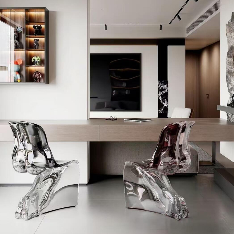 Creative Transparent Resin Dining Chair Crystal Pantone Chair Modern Living Room Designer Style Irregular Human Body Backrest Chair