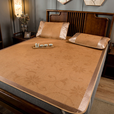 夏季高档凉席古藤席三件套可折叠1.5米1.8米单人双人宿舍床席套件