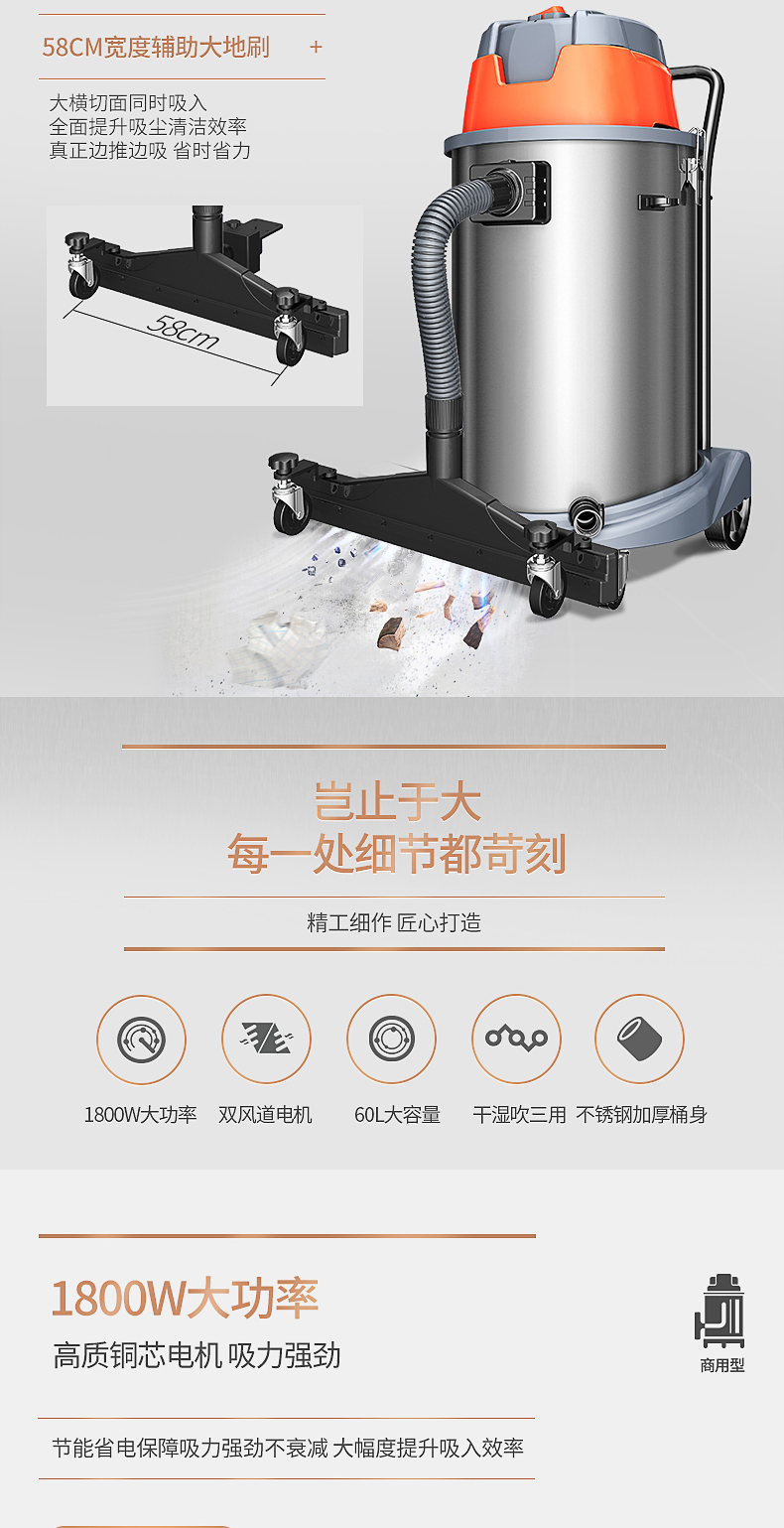 robot dj35 Jeno 1800W thùng mạnh nhà xưởng xưởng kho bụi công suất cao rửa xe trang trí máy hút bụi công nghiệp - Máy hút bụi có nên mua máy hút bụi