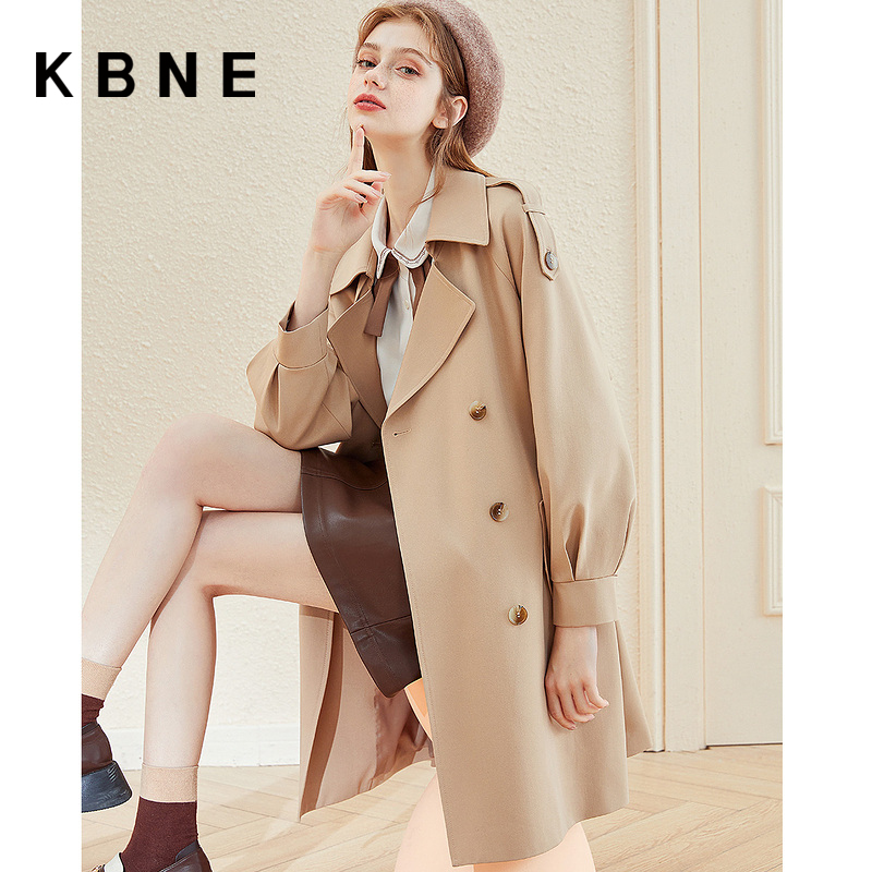 Windbreaker coat women's mid-length coat kbne2023 autumn new popular women's high-end atmospheric thin top