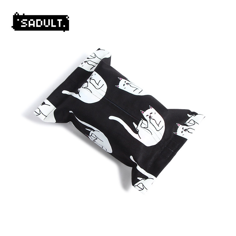 Cute cheap cat middle finger cat living room restaurant toilet tissue set pumping box set fabric car sun visor tissue box