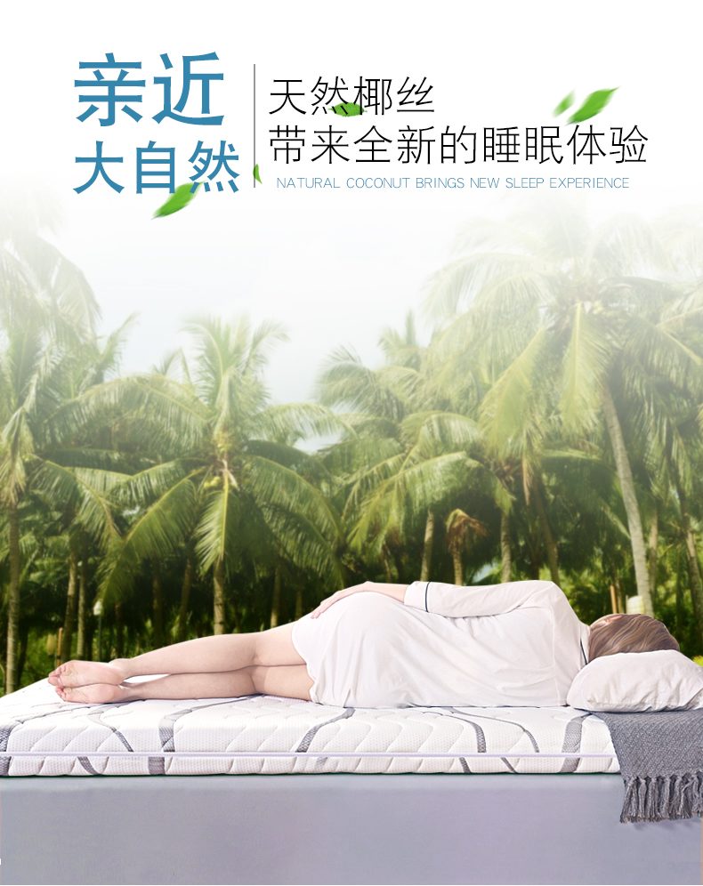 Huayu Natural Coir Nệm Brown Mat Hard Thin Nệm đôi Palm latex Simmons 1,8 mét 1,5m - Nệm everon khuyến mãi