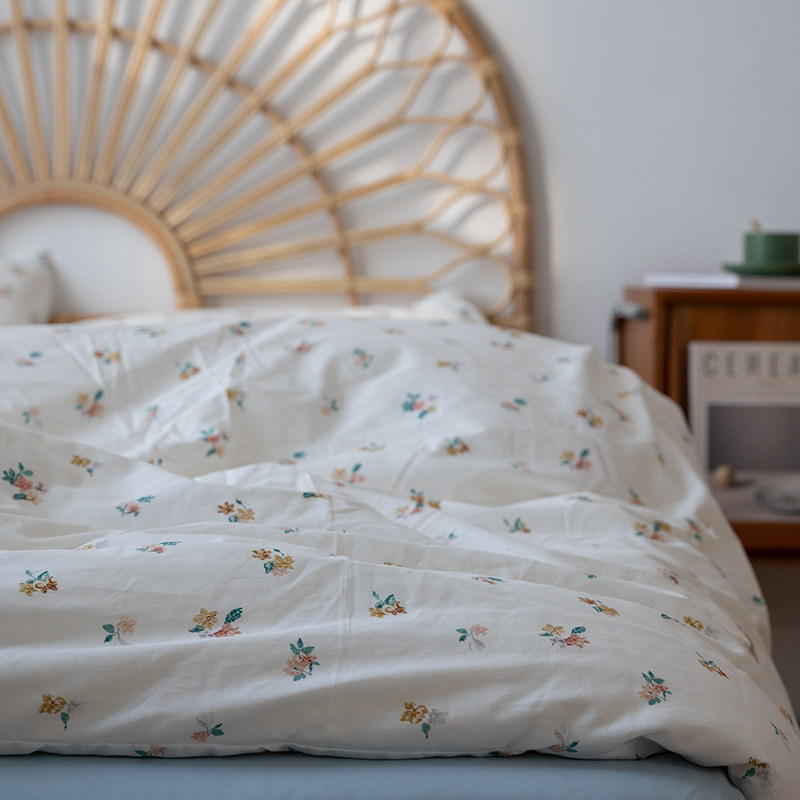 Floral small fresh cotton four-piece 1 8-bed double set cotton single 1 2-bed three-piece set ins wind