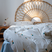 ins wind small fresh pure cotton three-four pieces set full cotton brief about 1 5 double 1 8m2m bed sheet bedding bedding