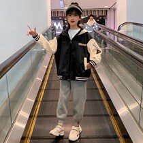 Girls baseball clothes spring clothes 2022 new Yang Yang Yang Childrens Han Edition Link Hang Top tide