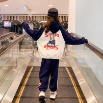 Girls Autumn Wear Red Suite 2022 New girls fashionable large childrens clothing tide in autumn sports clothing