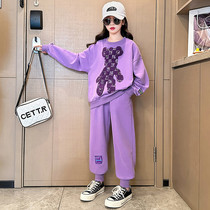 Girlssuit 2023 Spring New Yang Childrens Spring Network Red Girl Girls Fashion Boy Street two sets