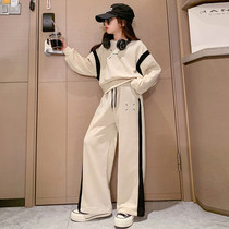 Girls Net red suit spring dress 2023 new girl girls fashionable broad leg pants childrens clothing two sets